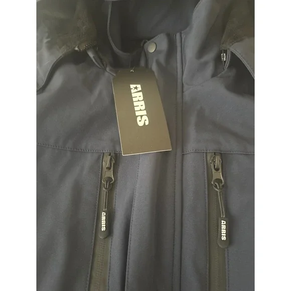 ARRIS Women L Heated Navy Blue‎ Hooded Zip Up Ski Snow Jacket Outerwear